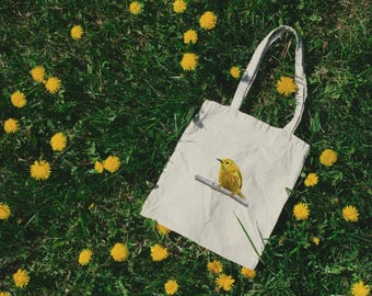 Bolsa de mano con curruca amarilla