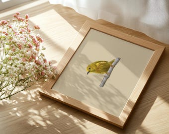 Reinita amarilla / Lámina de arte de aves