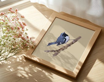 Reinita azul de garganta negra / Lámina de arte de aves