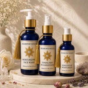 Sacred Skincare Ritual Kit | Monatomic Gold ORMUS + Organic Botanicals | Facial Wash Toner + Cream | Vegan • pH Balanced • Reiki | Free Gift