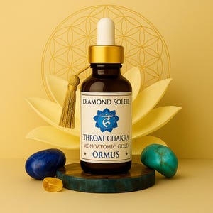 Elixir Ormus para el Chakra de la Garganta / Oro Monoatómico para la Comunicación, la Expresión y la Voz Auténtica / Vishuddha / Regalo de 5 ml
