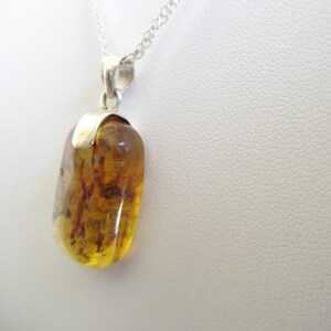 Genuine Dominican Baguette Amber Pendant 925 Silver image 2