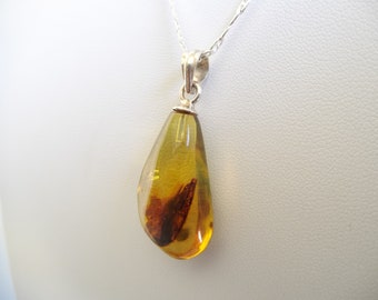 Authentic Amber Drop Pendant 925 Silver