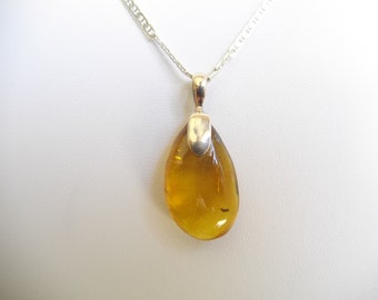 Authentic Amber Drop Pendant 925 Silver