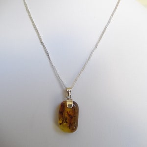 Genuine Dominican Baguette Amber Pendant 925 Silver image 4