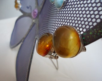 Authentic Dominican Amber Drop Shaped Solid Silver Back Plated Earrings in 925 Silver