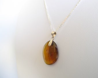 Authentic Small Drop Amber Pendant 925 Silver