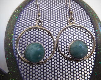 Genuine Circle Larimar Earrings 925 Siver