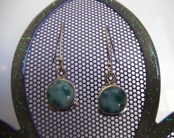 Genuine Rare Round Larimar Earring 925 Silver