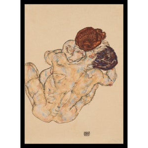Egon Schiele Mann und Frau Umarmung Digital Print