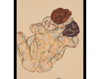 Egon Schiele Mann und Frau Umarmung Digital Print