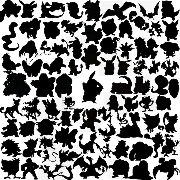 250 Erste Generation Pokemon Silhouette Pokemon Clipart Pokemon Silhouette Pokemon Digital