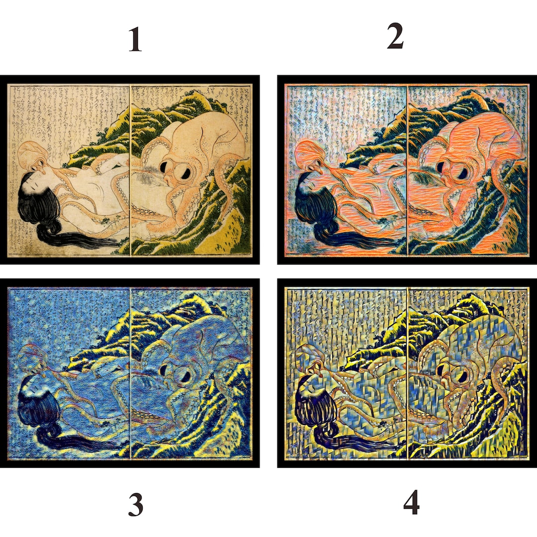 4 Digital Prints Katsushika Hokusai the Dream of the Fisherman