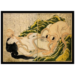 Katsushika Hokusai - Arte da parete stampabile Il sogno della moglie del pescatore