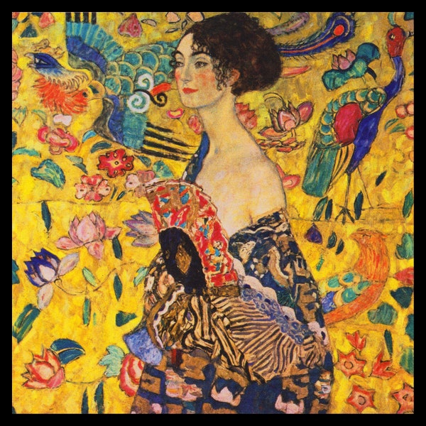 Gustav Klimt - Lady with a Fan Digital Print Gustav Klimt Dame mit Fächer Printable Wall Art