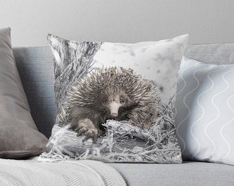 Echidna Cushion Cover - Australian Wildlife - Nature Art - Square, Double-Sided, Neutral Tone Cushion - Animal Lover Gifts