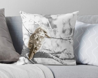 Kookaburra Cushion Cover - Australian Bird Cushion - Native Wildlife - Double-sided - Decorative - Neutral Tone