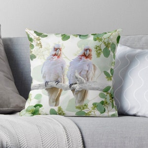 Long-billed Corella Cushion Cover - Australian Birds - Bird Decor - Colour - Double-Sided - Square - Wildlife Photography