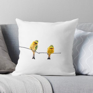 Bee-Eater Cushion Cover - White Background - Double-Sided - Square - Wildlife Photography - Bird Cushion