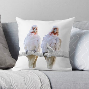 Long-billed Corella Cockatoo Cushion Cover - Australian Birds - Native Wildlife - Bird Decor - Double-Sided - Square - Wildlife Photography