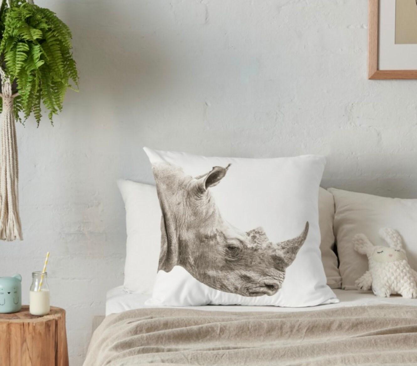 Rhino Cushion Cover African Wildlife Square Cushion Etsy 日本