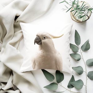 Cockatoo Cushion Cover - Australian Bird - Native Wildlife - Bird Cushion - Neutral-Toned, Double-Sided Cushion - Nature Gift