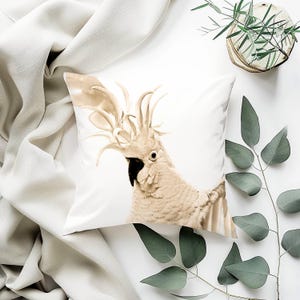 Cockatoo Cushion Cover - Sulphur-Crested - Australian Bird - Wildlife - Native Bird - Decorative - Neutral Tone - Great Gift - New
