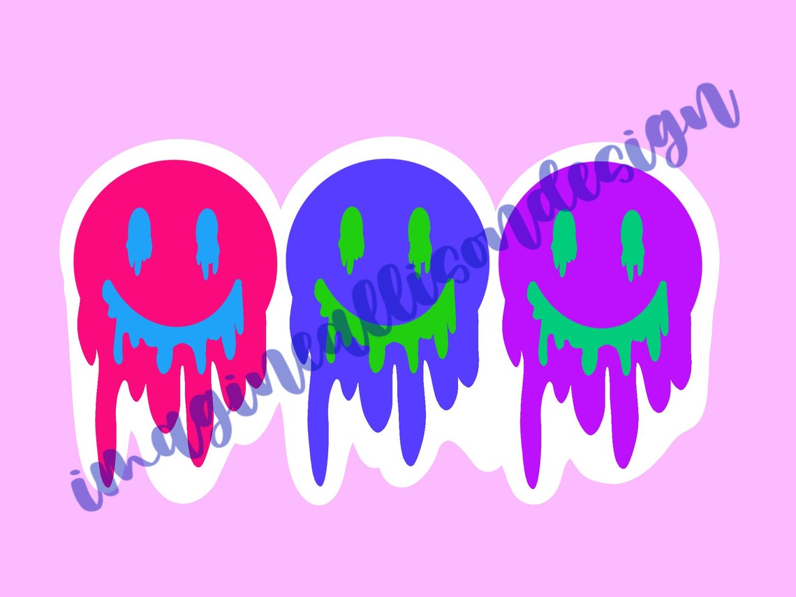 Trippy Drippy Smiley Face 3 in. Sticker | Etsy