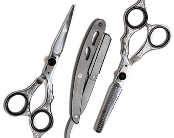 Professional Barber Shears & Straight Blade Set