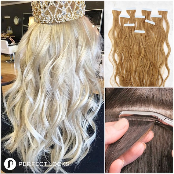 Wavy Tape In Extensions 100 Remy High Quality Human Hair Etsy