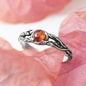 Garnet ring Iya, engagement ring, sterling silver ring, gift for her, gift for women birthstone ring, nature jewelry dainty friendship ring