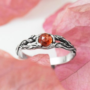 Garnet ring Iya, engagement ring, sterling silver ring, gift for her, gift for women birthstone ring, nature jewelry dainty friendship ring image 3