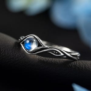 Moonstone ring Masa, Sterling silver eye ring, Moonstone jewelry, Infinity celestial ring