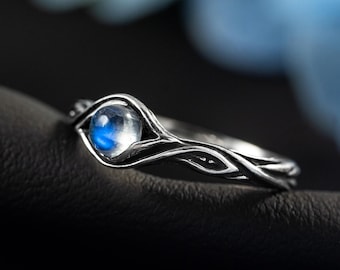 Moonstone ring Masa, Sterling silver eye ring, Moonstone jewelry, Infinity celestial ring