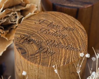 Gift message on the bottom of wooden box