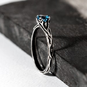 Blue Topaz Engagement Ring yona, Twig Branch Nature Inspired Sterling ...