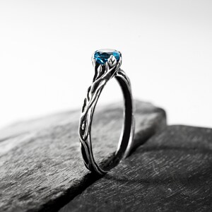 Blue Topaz Engagement Ring yona, Twig Branch Nature Inspired Sterling ...