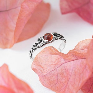 Garnet ring Iya, engagement ring, sterling silver ring, gift for her, gift for women birthstone ring, nature jewelry dainty friendship ring image 7