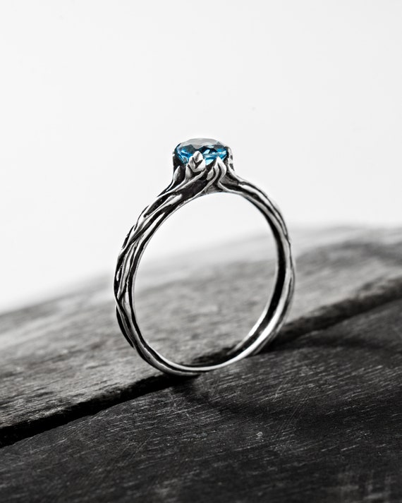 Blue topaz engagement ring Yona twig branch | Etsy