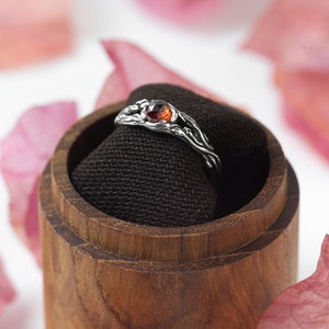 Garnet ring Iya, engagement ring, sterling silver ring, gift for her, gift for women birthstone ring, nature jewelry dainty friendship ring image 9