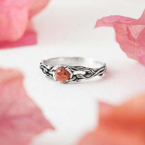 Garnet ring Iya, engagement ring, sterling silver ring, gift for her, gift for women birthstone ring, nature jewelry dainty friendship ring image 4