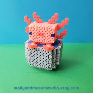 3D MC Axolotl Pt 1 Perler Bead Pattern, Bead Sprites