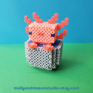 DIY 3D Axolotl In A Bucket Melty Fuse Hama Perler Bead - Digital Pattern ONLY
