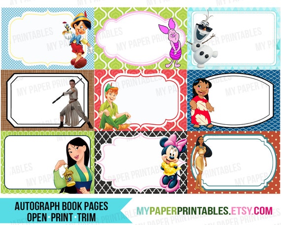 Free Printable Disney Character Autograph Pages Perfect For