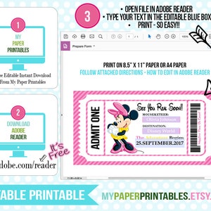 printable ticket to disney diy personalize instant download etsy