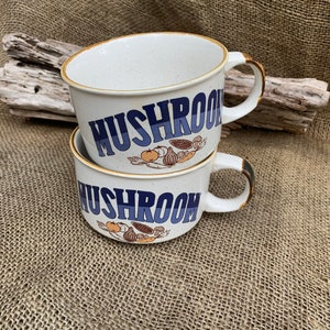 1980s vintage mushroom soup mug set - FREE SHIPPING