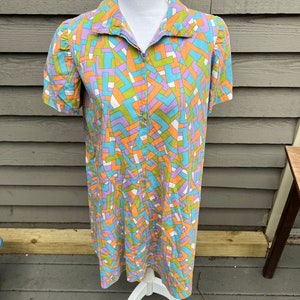 vintage cotton geometric 1960s mod dress - FREE SHIPPING