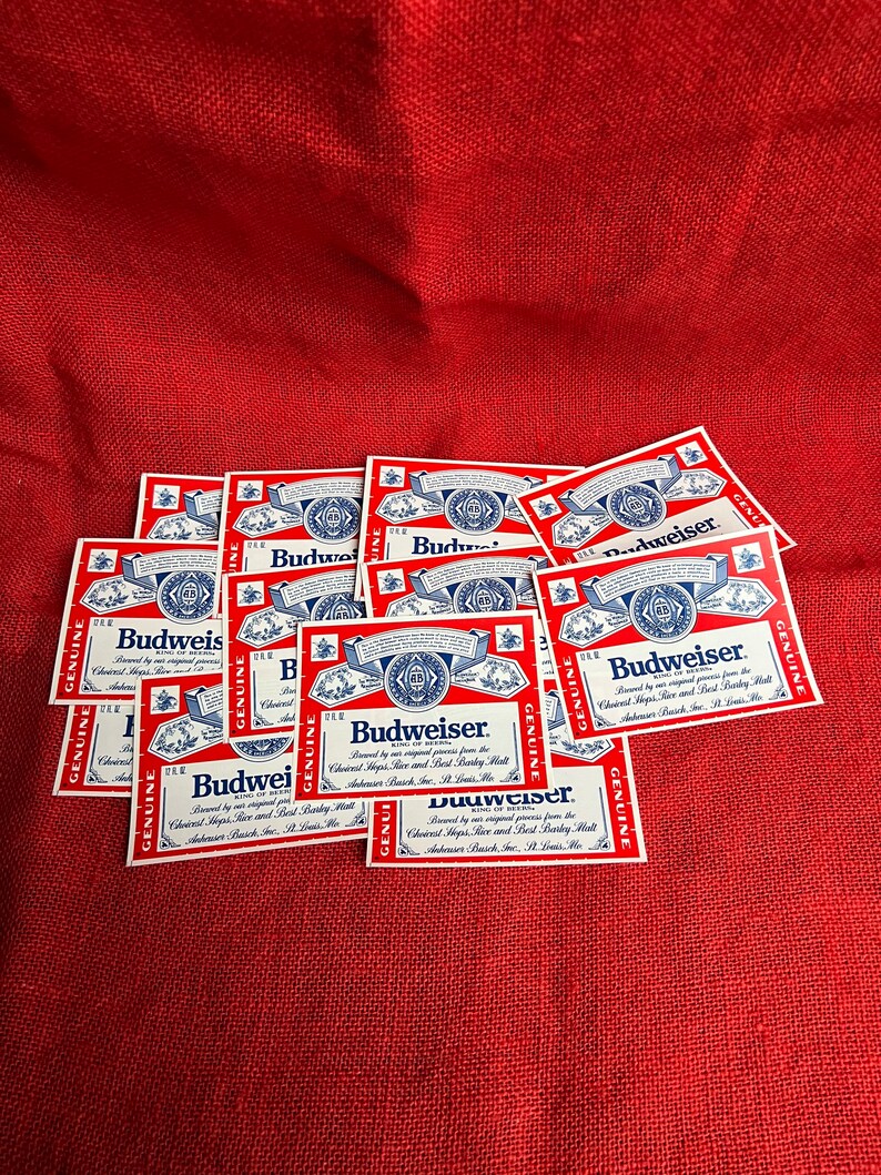 New Old Stock 1980s Budweiser 12 Oz Labels Set of 12- FREE SHIPPING - Etsy