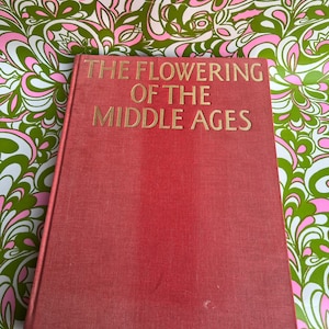 1966 &quot;The Flowering of the Middle Ages&quot; canvas covered coffee table book - FREE SHIPPING