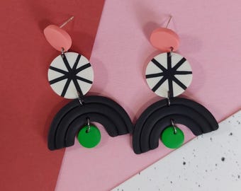 Abstract colour pop dangle earrings